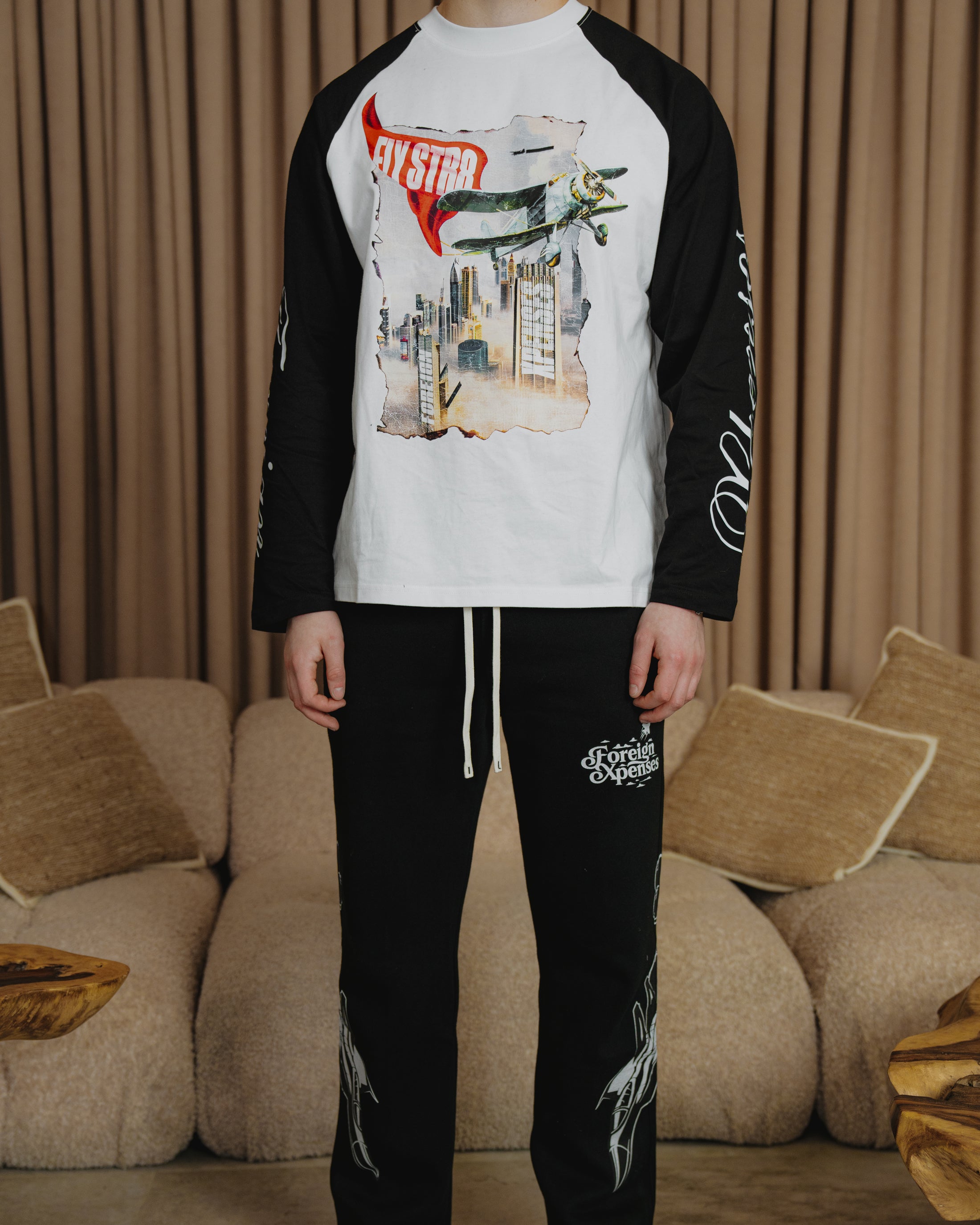 Black x White Flystr8 Long Sleeve Tee